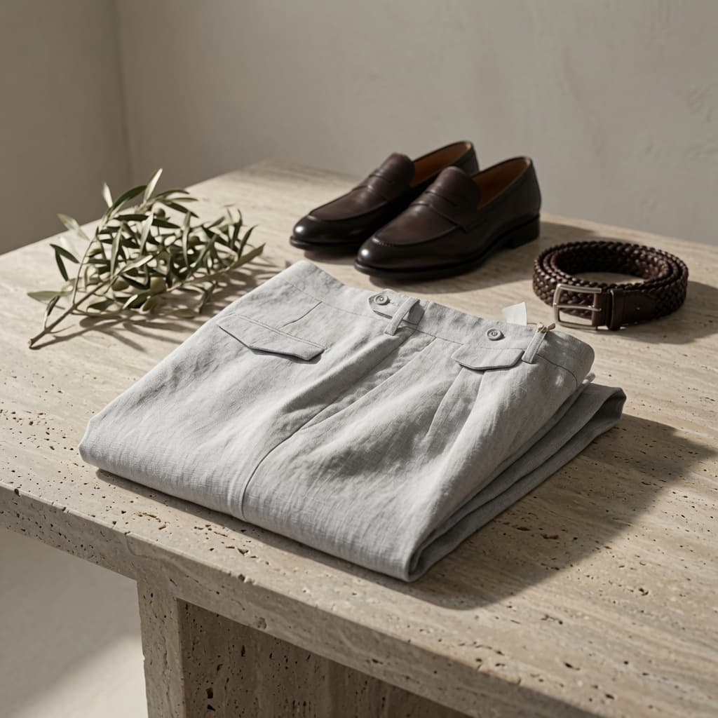 Paul Miranda — Pantalon en Lin Gris clair