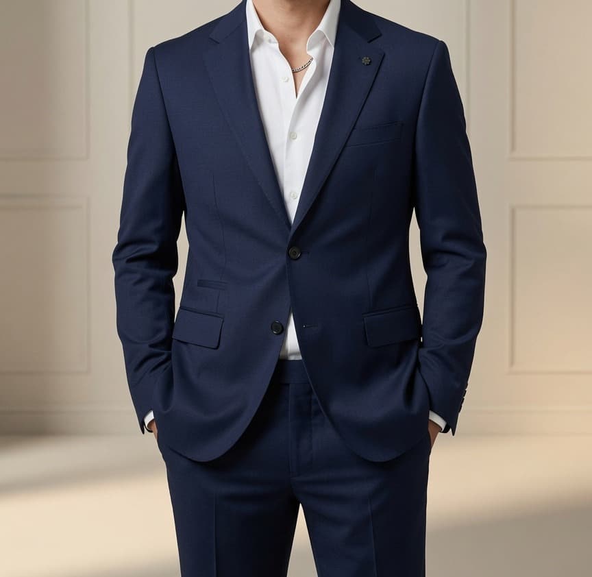 Contemporary navy suit