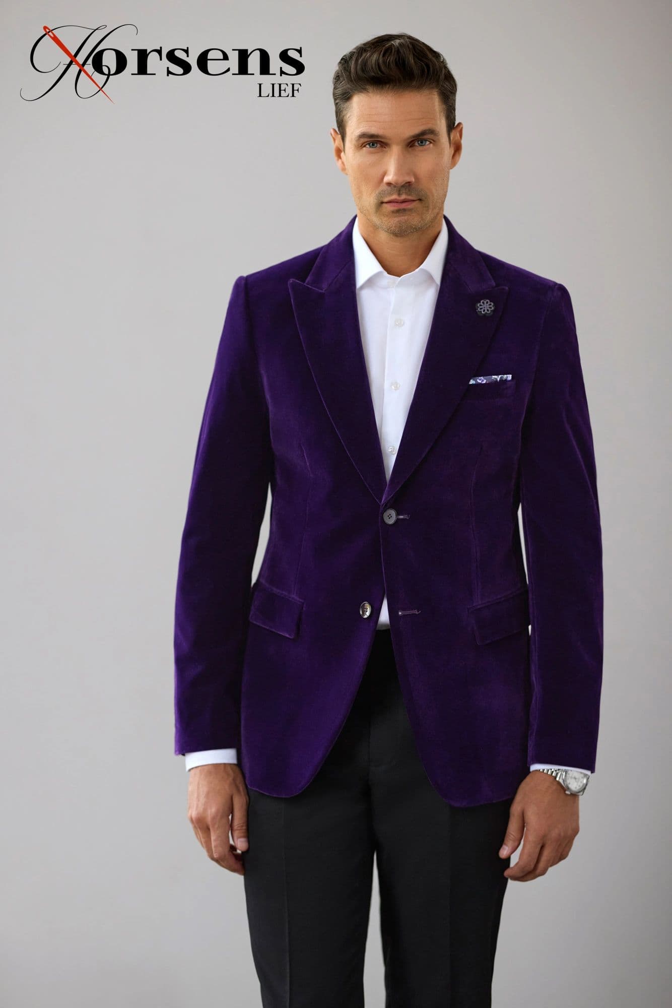 Purple velvet blazer & white shirt